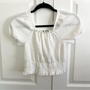 5 for $25! Freshman White Smocked Blouse